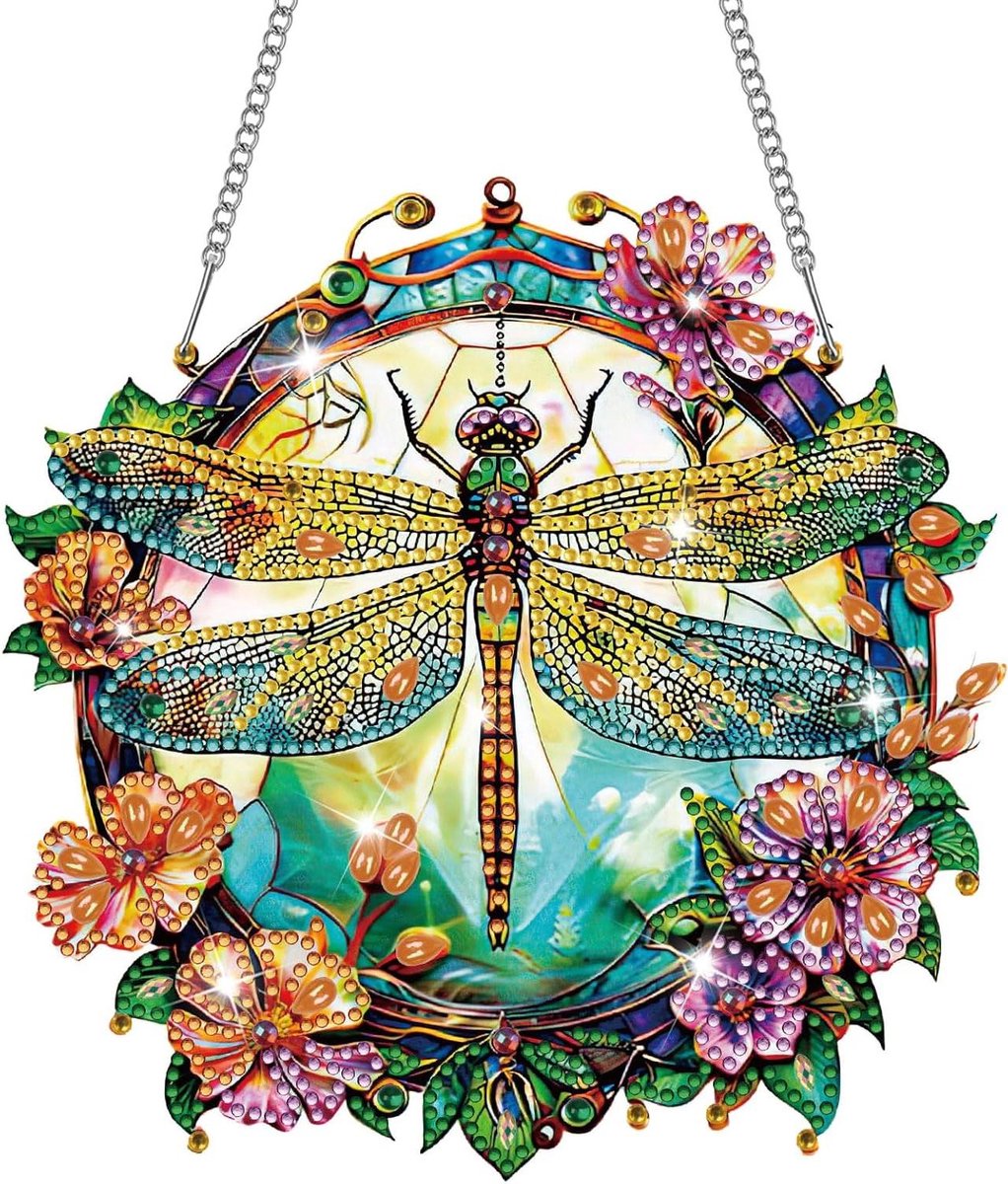 Inovra Plus - Complete set Diamond Painting met 5D diamanten - Kunst hangende ornamenten - Diamant hanger kit voor decoratie - Libel thema
