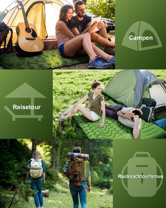 Kampeer slaapmat - Opblaasbare kampeermat met voetpomp en kussen - Compacte slaapmat - Geschikt voor backpacken - Kamperen - Reizen - Waterdicht - Duurzaam waterdicht lichtgewicht kampeer luchtbed - met kussen (196*66*8cm) van Merkloos — afbeelding 3