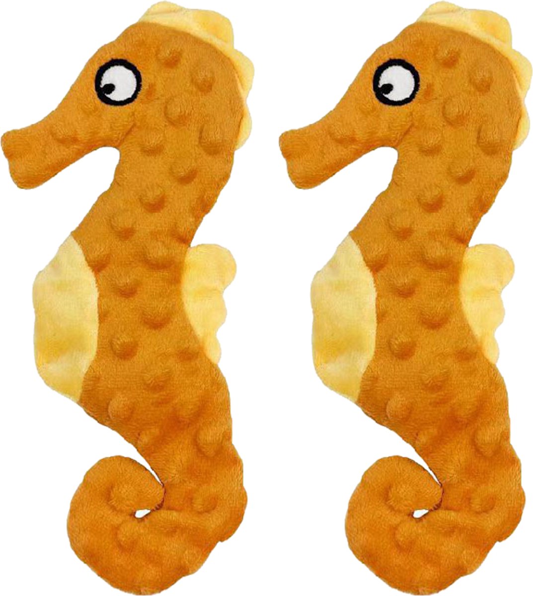 VEDIC® – Zeepaardje Oranje Honden Knuffel – Piepspeelgoed – 2 Stuks – Geen pluche vulling – 26CM