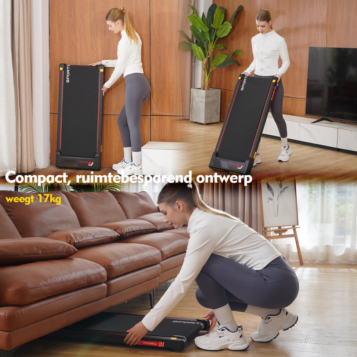 Afbeelding 2 van Y-RAIN Elektrische Loopband voor thuis en op kantoor, Walking Pad, 3 in 1, 440W motor, 1-6km/u snelheidsbereik, met afstandsbediening, LED display.