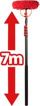 Brosse de lavage télescopique Shine avec chiffon chenille - Brosse à eau XXL jusqu'à 7 m - Manche télescopique 5 pièces avec distributeur de savon - Nettoyant façades et vitres