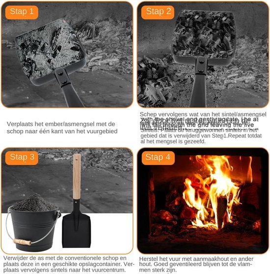 Ash Shovel Fire Pit, Hollow Out Charcoal Scoop, Heat Resistant Metal Shovel Tool, Outdoor Grilling Cleaner for BBQ Grills, Grate, Campfire, Fireplace, Wood Stove, Patio, Backyard van Merkloos — afbeelding 3