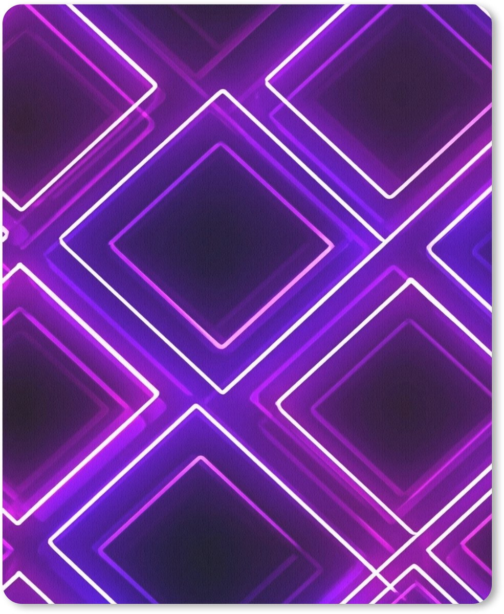 Muismat 19x23 cm - Mousepad Gaming - Ruiten - Neon - Paars - Muismatten