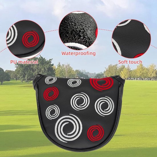 Allecto Plus - Zwarte Magnetische Putter Hoofddekkingen met Cirkel Borduurwerk - Golfaccessoires voor Hamerputter - Stijlvolle Headcover van Allecto Plus — afbeelding 4