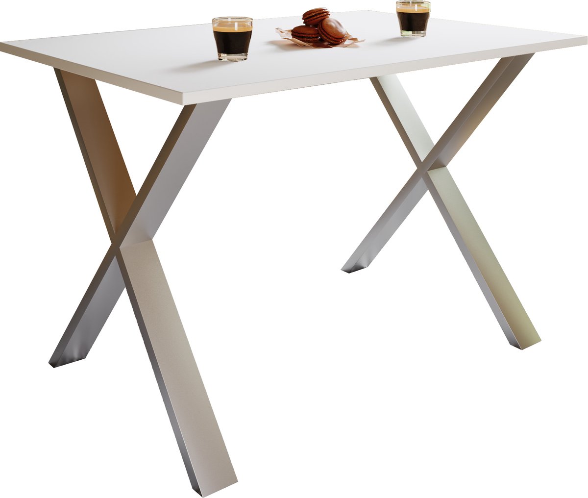 Vcm kleine tafel en stoelen, tafelstoel, eettafel en stoelen, kleine eettafel en stoelen, tafels en stoelen, compacte tafel en stoelen, kleine keukentafel en stoelen, tafel- en stoelset, keukentafels en stoelen, eettafels en stoelen Silber / Weiß