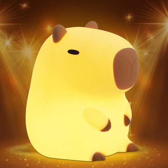 AQXONG Capybara nachtlampje voor kinderen, Kawaii-nachtlampje, nachtlampje voor kinderen met touch-dimfunctie, oplaadbaar, kan worden getimed, nachtlampje voor kinderen, cadeau voor pasgeborenen, meisjes