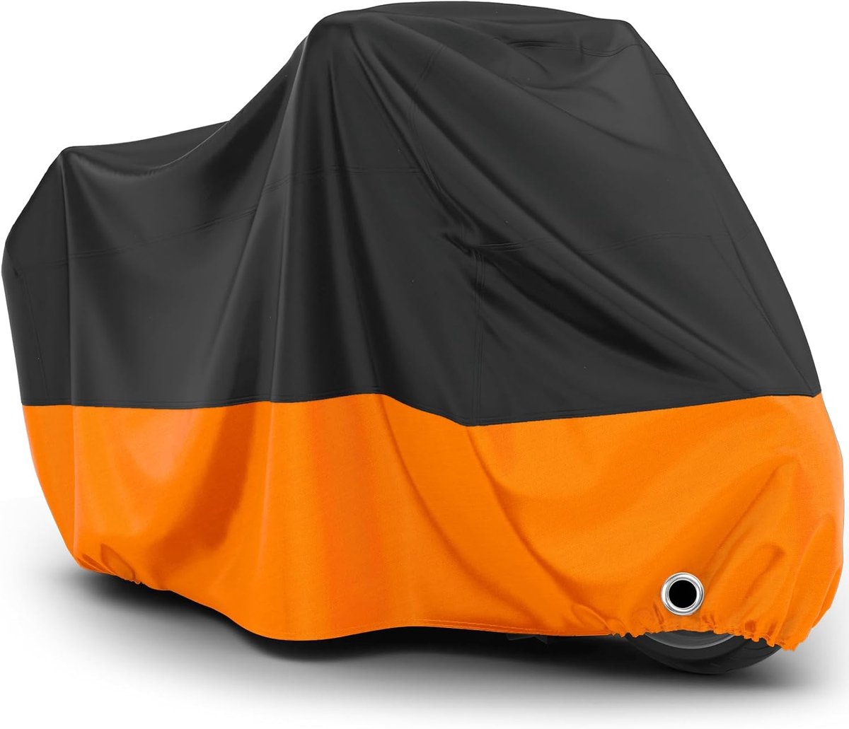 Waterdicht Motorhoes - 265x105x125cm - Outdoor Afdekzeil voor motorfietsen - Motorfiets Hoes - Motorhoezen Waterdichte - Motorafdekking - Outdoor & Indoor - Motorfiets regenjas - Universeel Motor - XXXL - Zwart en oranje