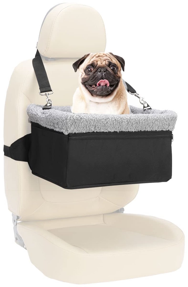 Ibenzoa® Verhoogde autostoel voor kleine honden met verstelbare riem en stabiel metalen frame
