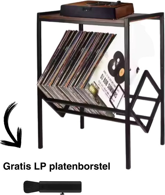 LP Opbergsysteem – LP Houder – Platenspeler Meubel – LP Kast – Platenrek – Platenhouder - Vinylhouder – LP Rek – 45 x 32 x 64 cm – Inclusief Platenborstel
