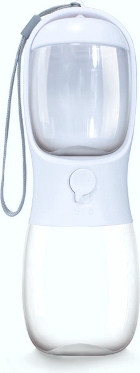 Nixnix® - Dieren waterfles met voerbakje Wit 300ml - Honden Drinkfles