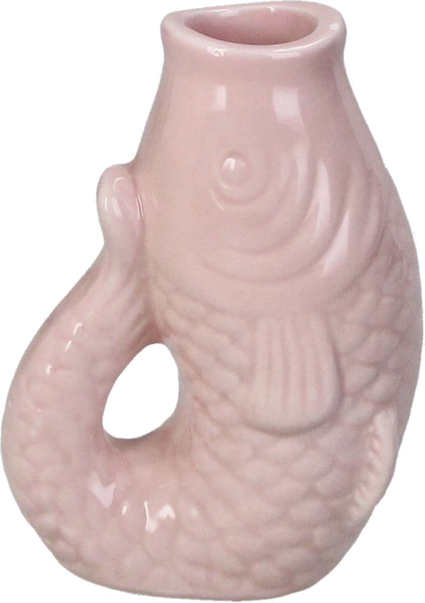 Vase Fish Stoneware Pink 8x5.5x11.3cm