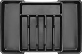Loti Living Bestekbak – Uitschuifbare Organizer voor Besteklade – Kunststof – Zwart – Verstelbaar 33,3 tot 56,7 cm breed - 38 cm diep