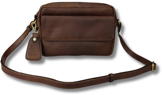 Sac à Bandoulière en Cuir Marron Foncé Sara