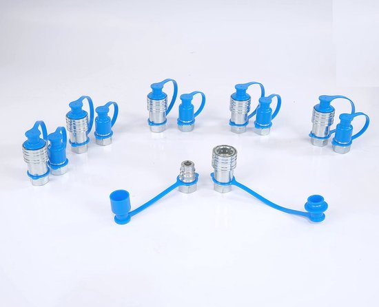 VEVOR 1/2 inch hydraulische koppelingen met plat oppervlak, 1/2 inch NPT-hydraulische snelkoppelingen voor compacte lader met 2 stofkappen (ISO16028