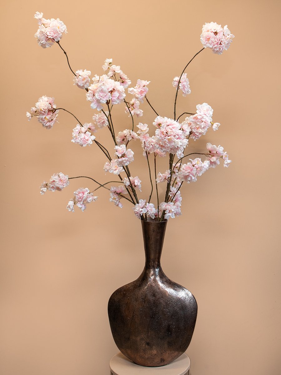 Boeket kunstbloemen Bloesem roze – Luxe zijden bloemen – Stijlvol kunstboeket van 80 cm hoog