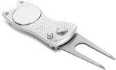 Pitchfork - Pitch fork - Golftool - Met magnetische marker - Golfgadget - Zilverkleurig - Golfen - Opvouwbaar - RVS - CHPN