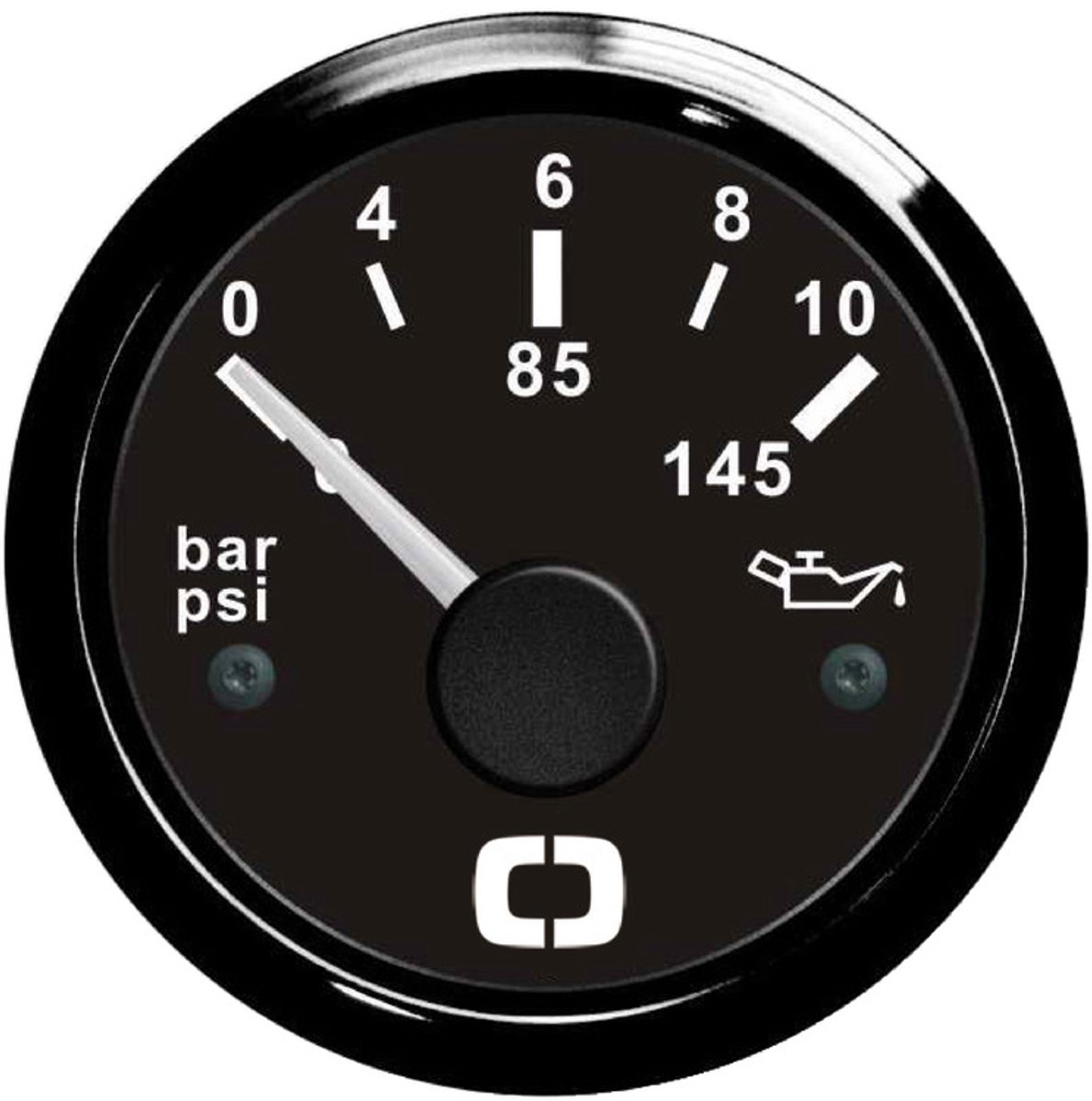 Osculati 12/24V zwarte Oliedrukmeter 0-10bar / 0-145psi Ø51mm gatmaat | 27.320.11