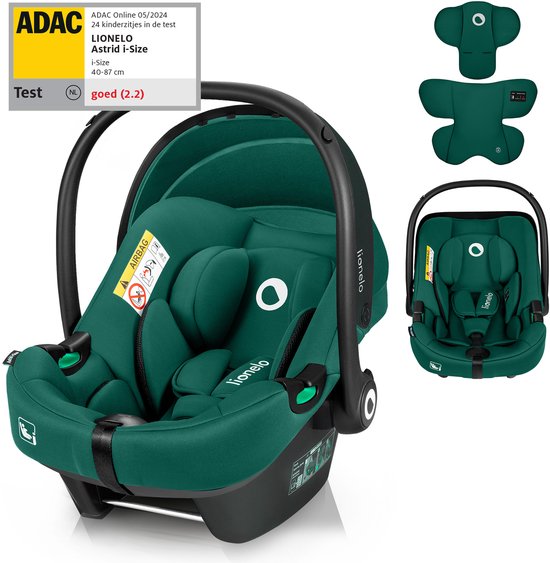 Lionelo Astrid i-Size Siège Auto – Note 5 Étoiles ADAC – 40-87 cm – Dos à la Route (RWF) – Mousse à Mémoire de Forme – Appuie-tête Réglable (7 cm) – Harnais Holmbergs – Compatible avec Base ISOFIX & Poussette – Norme i-Size – Léger & Sécurisé