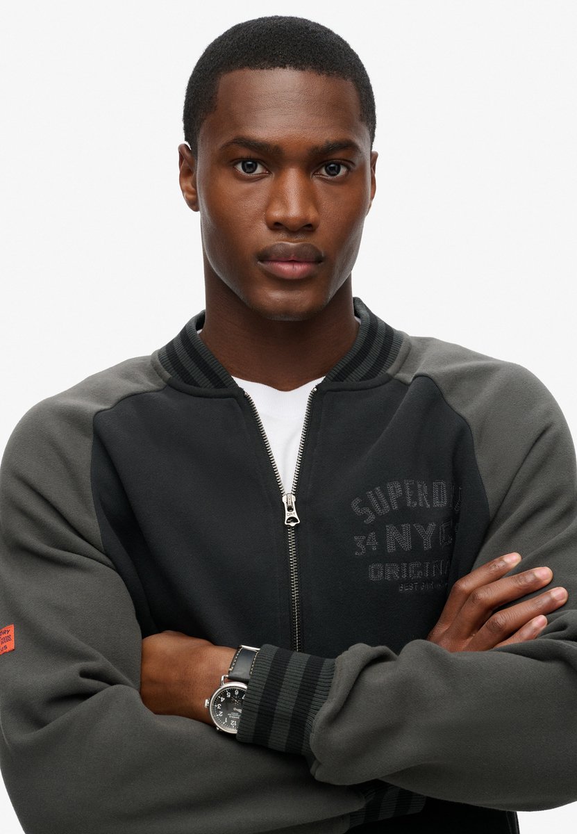 Superdry College Graphic Jersey Bomber Vest Heren Zwart