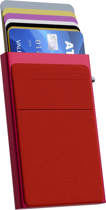 Nuvance - Pasjeshouder Uitschuifbaar - Rfid Bescherming - Pasjeshouders voor Mannen en Vrouwen - Creditcardhouder - Rood