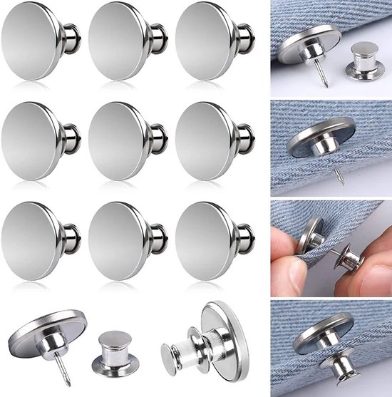 IKWOLETI jeansknopen 12 stuks, 17 mm buttons, jeansknopen zonder naaien, broeksknopen voor reparatie van jeans, broeken, doe-het-zelf, broeken nauwer