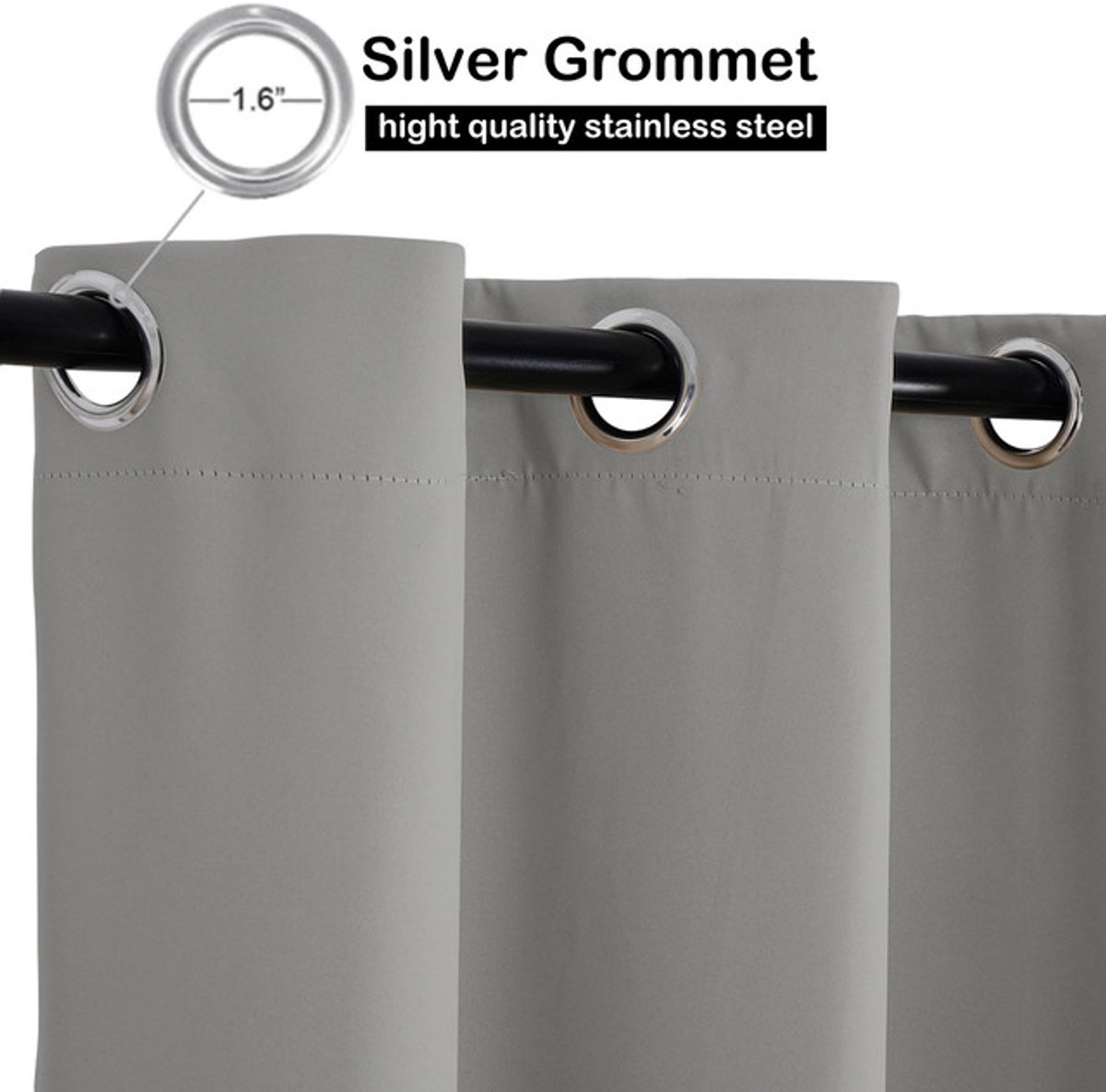 Waterdichte Outdoor Gordijnen - Buiten Gordijnen Overkapping - Buiten UV-Beschermende Gordijnen - Outdoor gordijnen voor patio en pergola - B 254 x H 213 cm - Grijs - 1 stuk