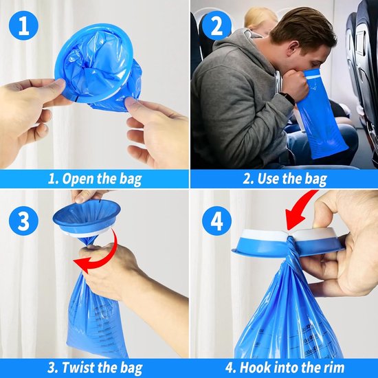 Lot de 20 sacs à cracher - Sacs poubelles - Sacs à cracher - Sacs à vomi - Sacs à vomi - Sacs à cracher - Sacs à vomi - Sacs à vomi avec Ring - Sacs à cracher à Bébé en route - 1 litre