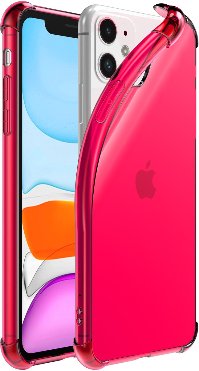 Smartphonica iPhone 11 transparant siliconen hoesje - Neon Roze geschikt voor iPhone 11