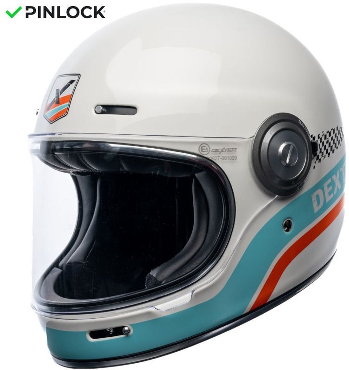 Motor Integraal Helm TANNEN OCTANE Wit/Blauw/Oranje XL van MOTOBLOUZ