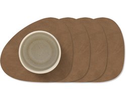 LIND DNA Onderzetters Nupo - Leer - Brown - 13 x 11 cm - 4 Stuks