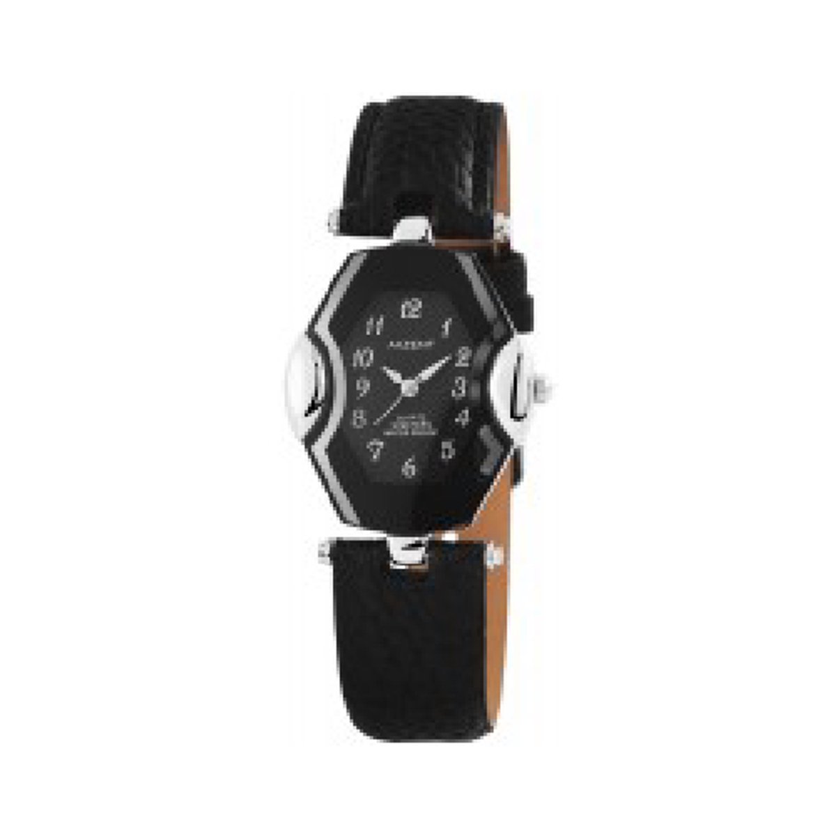 Akzent-model 1900103-007-dameshorloge-zilverkleurig-3 atm waterdicht-ovaal-duidelijke wijzerplaat-donkerblauwe band-afmeting 28 x 34 mm