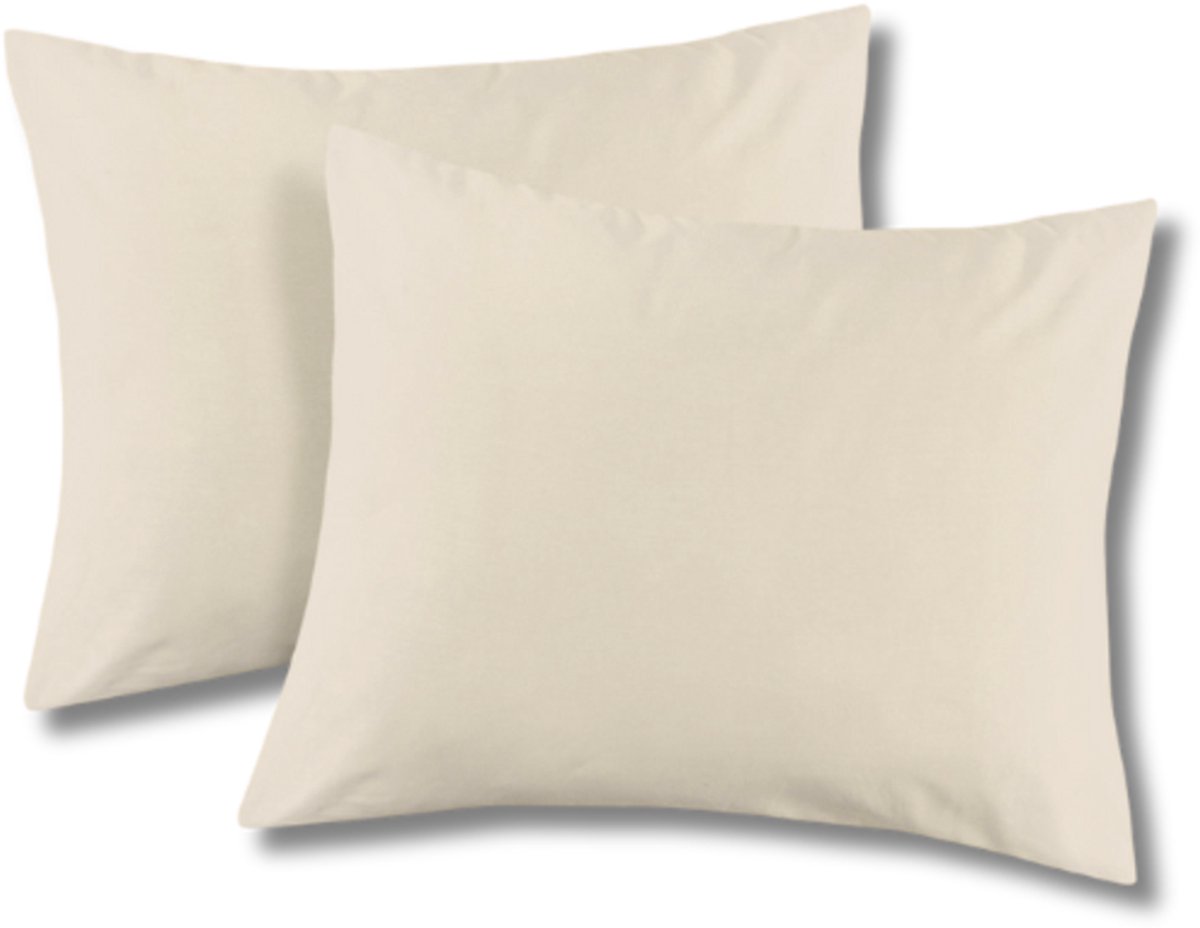 Beau Maison Set van 2 Perkaal Katoenen Kussenslopen Zand - Ademend, Anti Allergisch & OEKO-TEX Gecertificeerd!