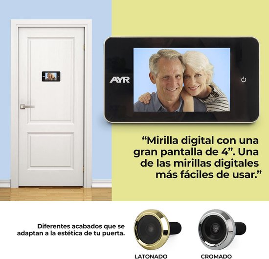 Amig – Digitaler Türspion | 4 Zoll TFT LCD Bildschirm | Betrachtungswinkel: 160° | Scharfe Bilder | Einfache Installation und Verwendung | Farbe: Gold