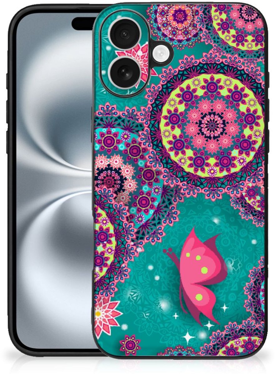 iPhone 16 Plus Leuk Telefoonhoesje Cirkels en Vlinders
