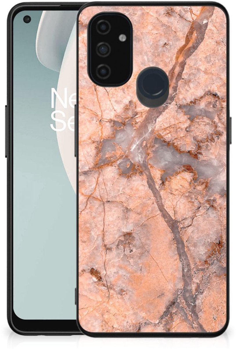 OnePlus Nord N100 Marmeren Print Telefoonhoesje Marmer Oranje