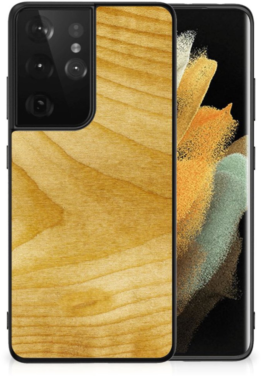Samsung Galaxy S21 Ultra Houten Print Telefoonhoesje Licht Hout