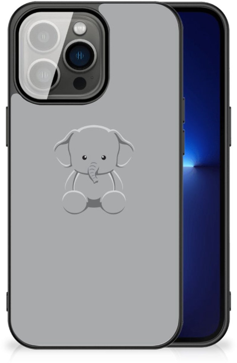 Back Cover voor iPhone 13 Pro Hoesje Grijs Baby Olifant