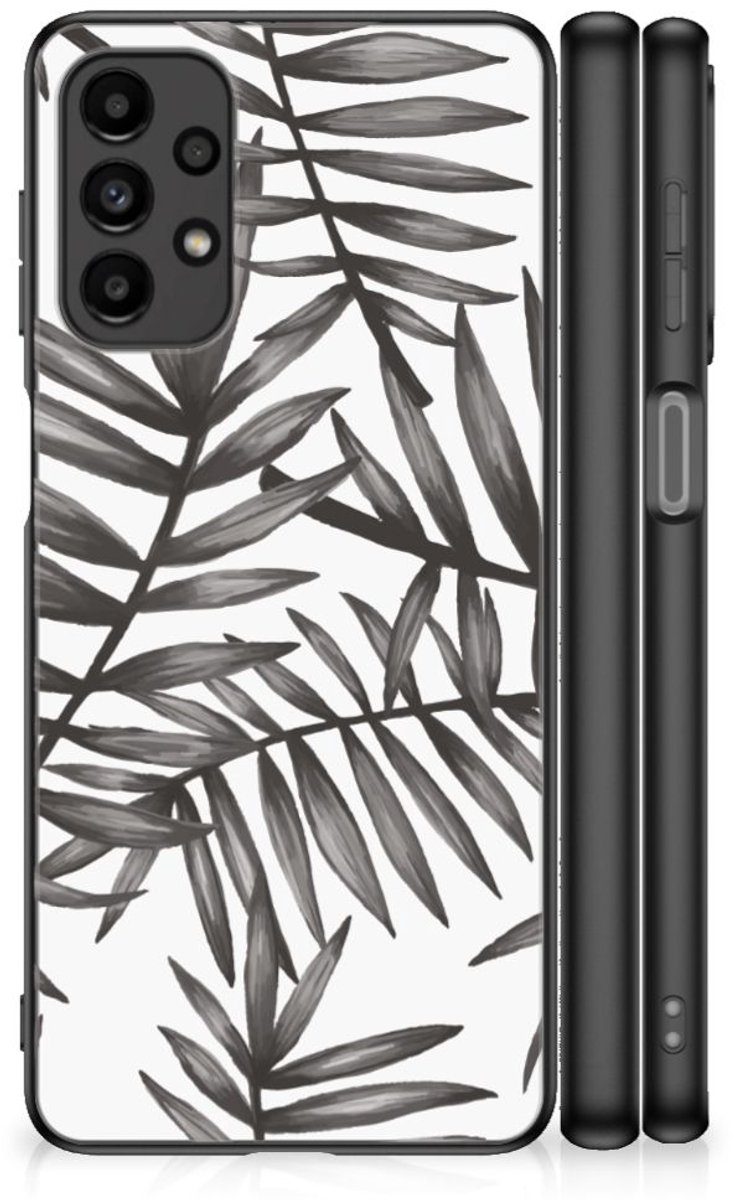 Samsung Galaxy A13 4G Bloemen Hoesje Leaves Grey