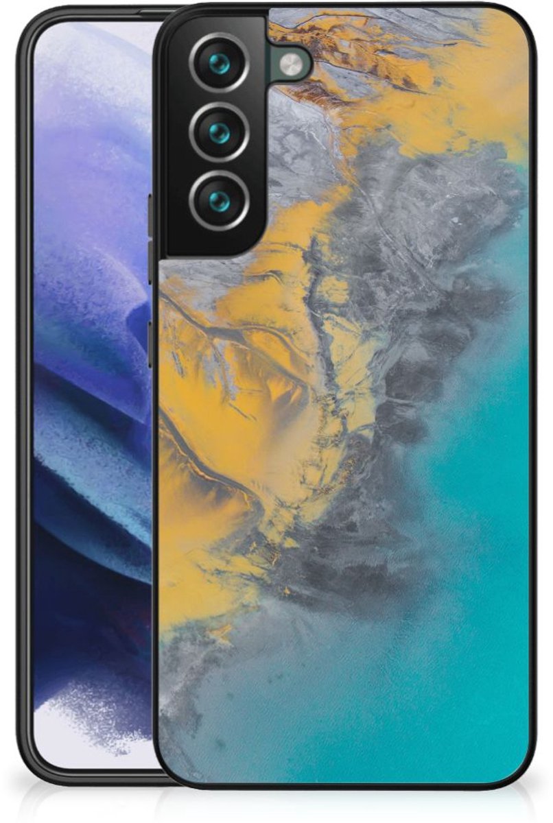 Samsung Galaxy S22 Plus Marmeren Print Telefoonhoesje Marble Blue Gold