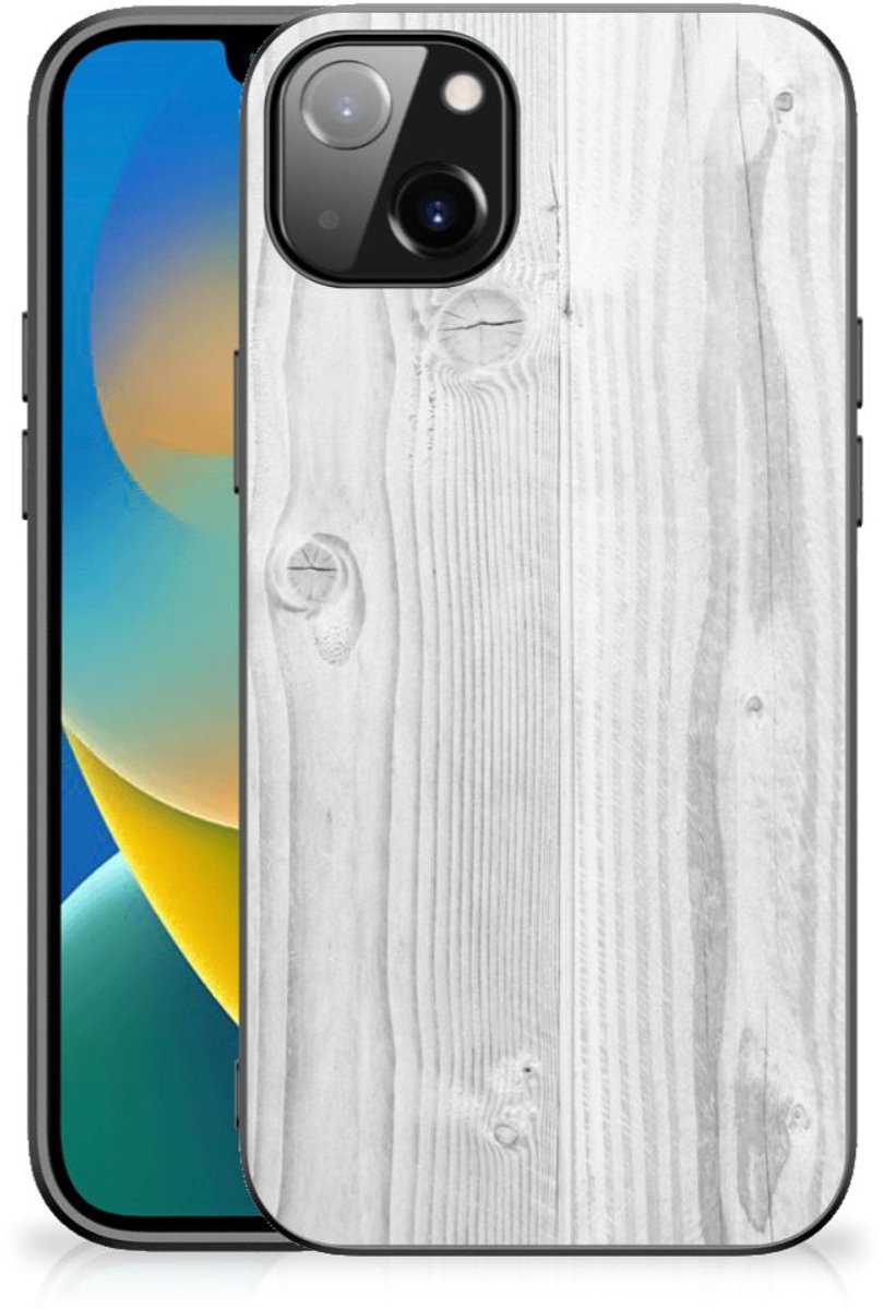 iPhone 14 Plus Houten Print Telefoonhoesje White Wood