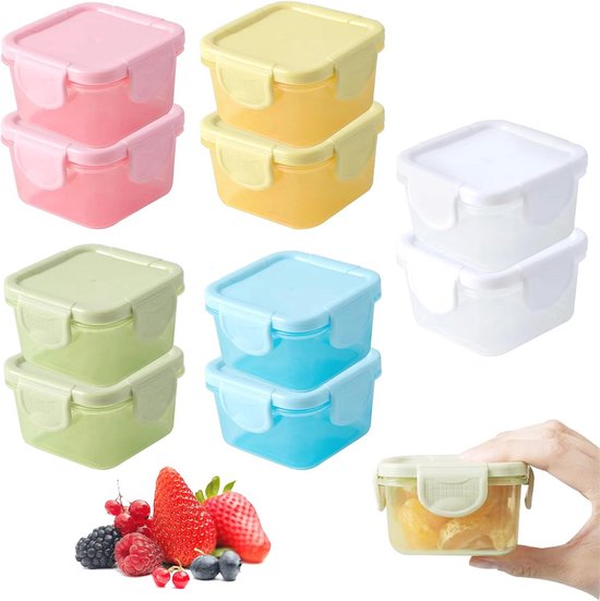 Starvortex 16 stuks kleine voedselcontainers met deksels, 250 ml herbruikbare snackpotten, lekvrije plastic containers met schroefsluiting, kleine kuipen met deksels voor lunch, yoghurt, fruit