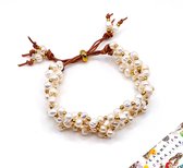 Jeannette-Creatief® - Zoetwaterparels - Zoetwaterparel Vlechtarmband Leer Zoetwaterparels Miyuki Rocailles Galvinised Gold - Armband met Parels - Parelarmband - Armband - Zoetwaterparel Sieraden - Vlechtarmband - Gevlochten Armband - Moederdag