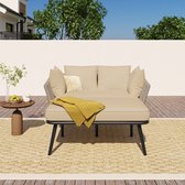 Tuinbank - Zonnebank voor buiten - Tuinlounge - Balkonmeubelset - Loungemeubels - Terrasmeubilair - Kaki
