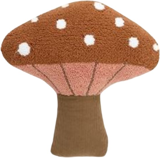 Sierkussen in vorm van Paddenstoel - Vormkussen – 42x42 cm Bruin - Natuur-geïnspireerd Pluche Sierkussen voor Kinderkamer & Seizoensdecor – RBAN SPCTRA®