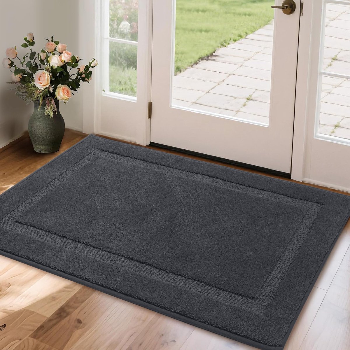 Ibenzoa Grijze Binnen- en Buitenmat, Absorberende Anti-Slip Mat voor Huis en Patio, 50x80cm grijs