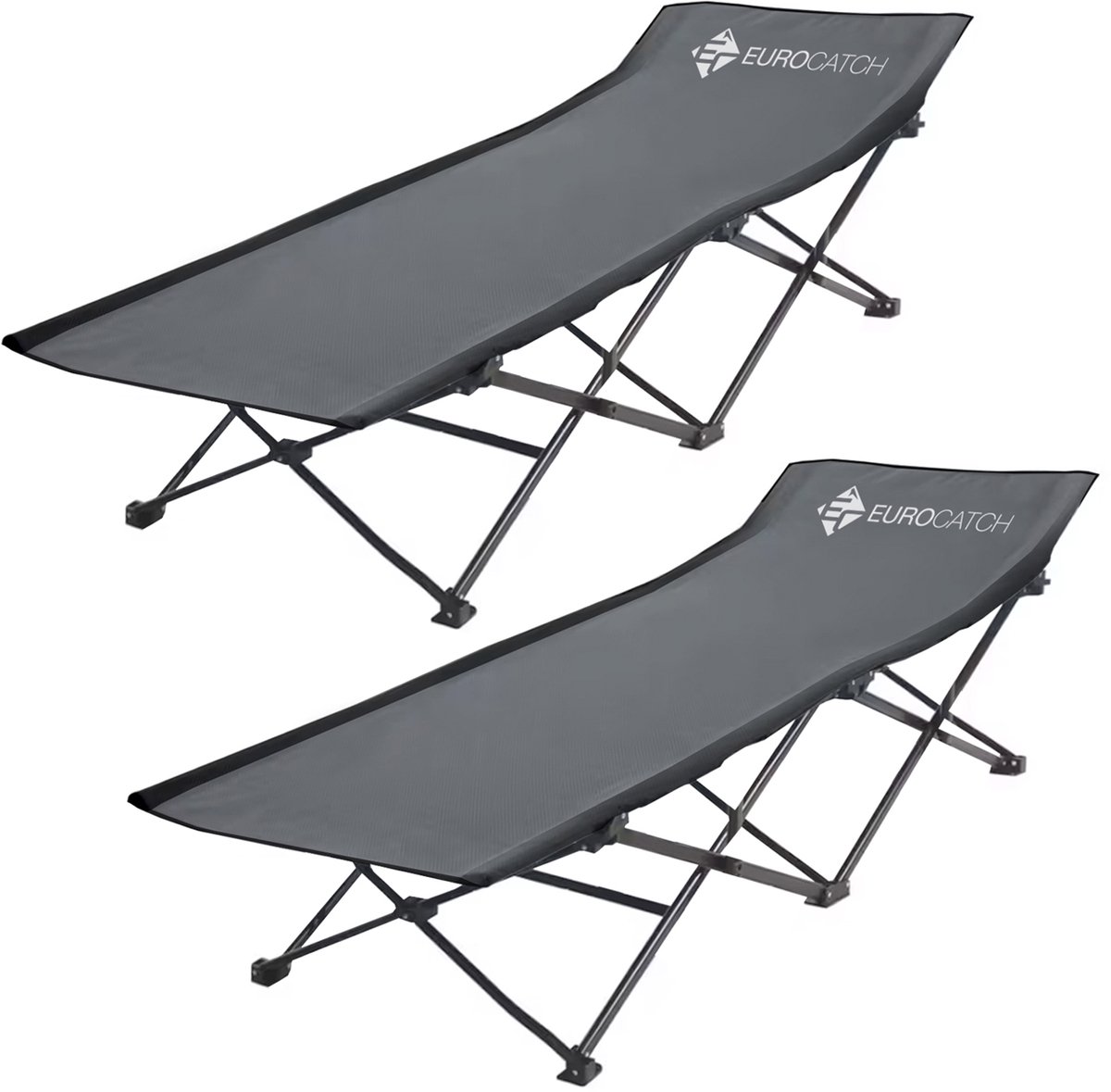 Eurocatch 2 stuks Opvouwbaar Veldbed - Festival bed - Camping bed - Kampeerbed - Grijs