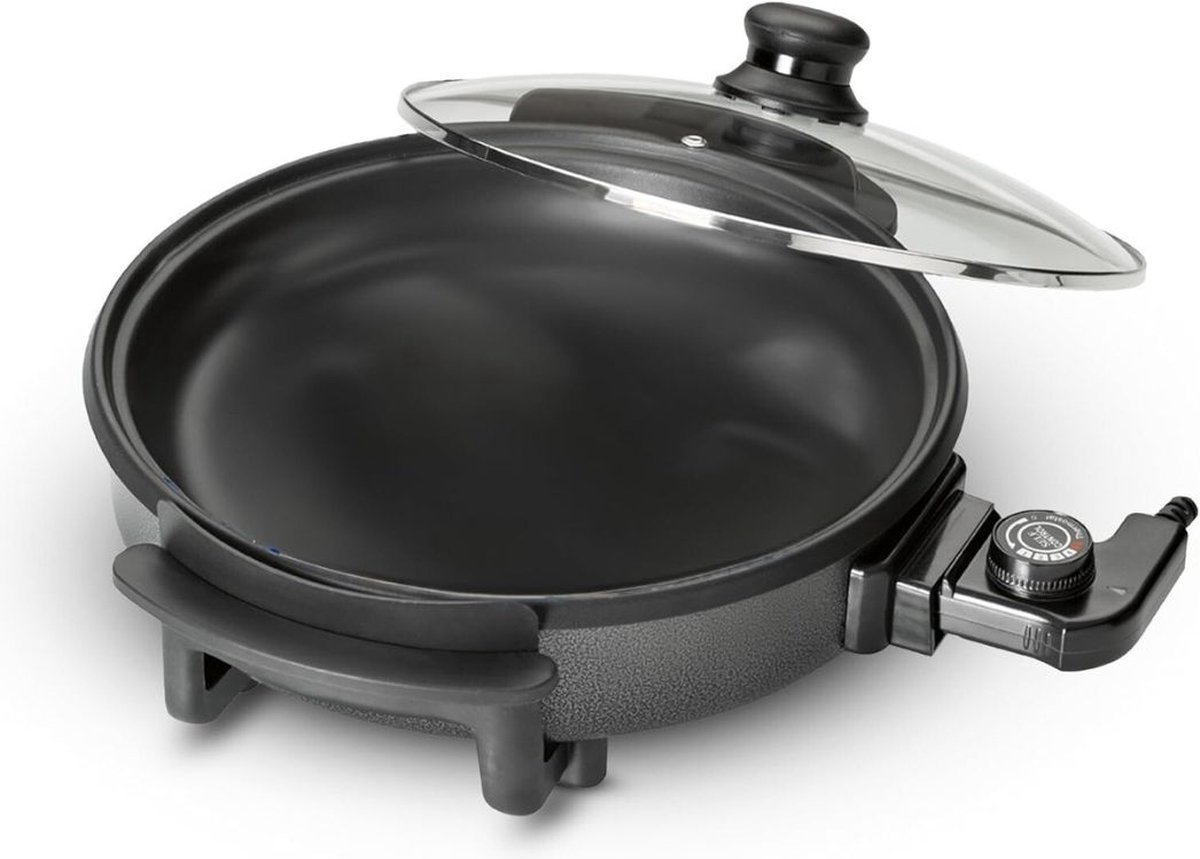 Thuys – Partypan – Elektrische Pan – Hapjespan – Braadpan Met Antiaanbaklaag – 40 x 38 x 16cm – Zwart