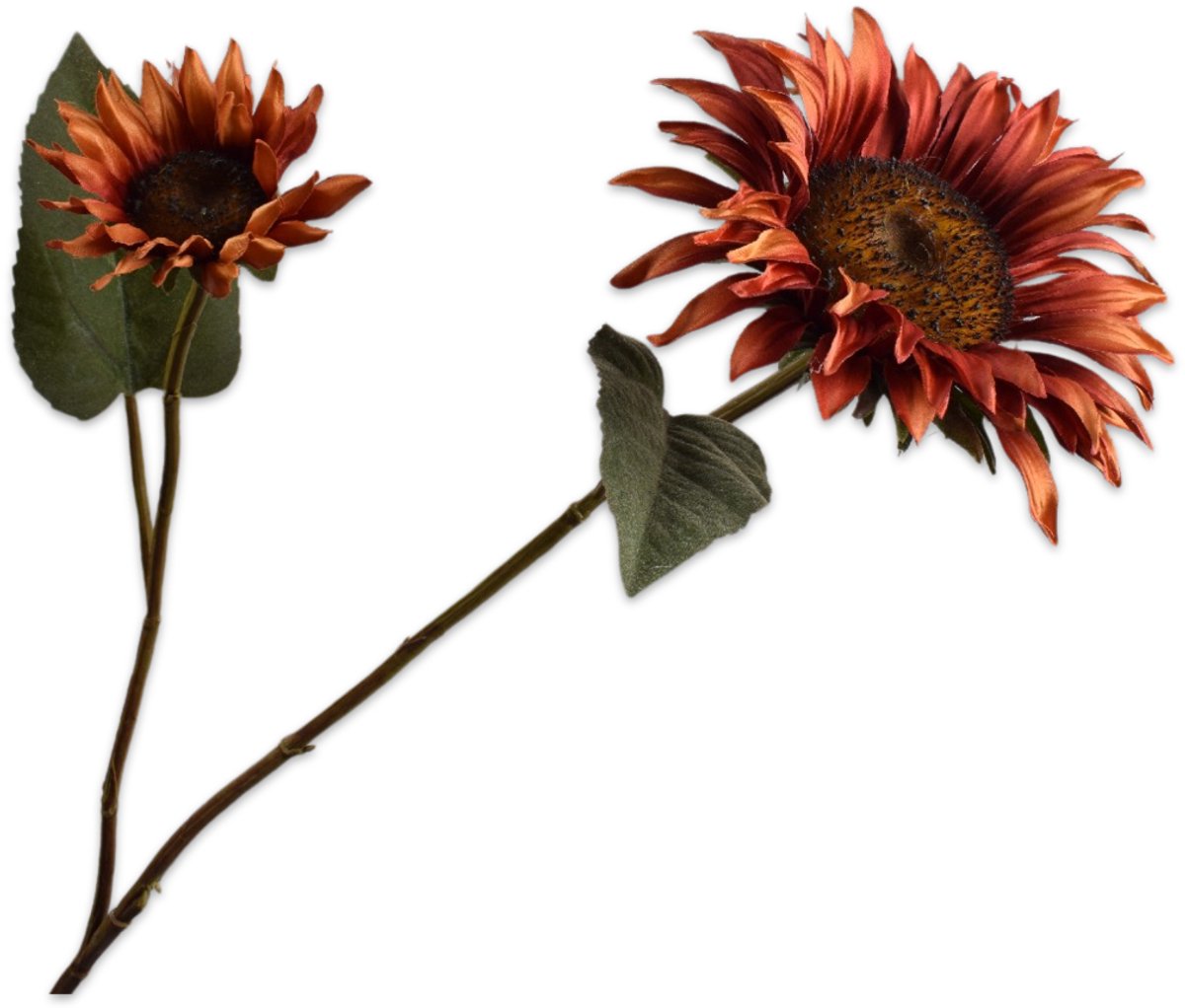 Silk-ka Kunstbloem-Zijde Bloemen Zonnebloem Tak Bruin-Oranje 75 cm
