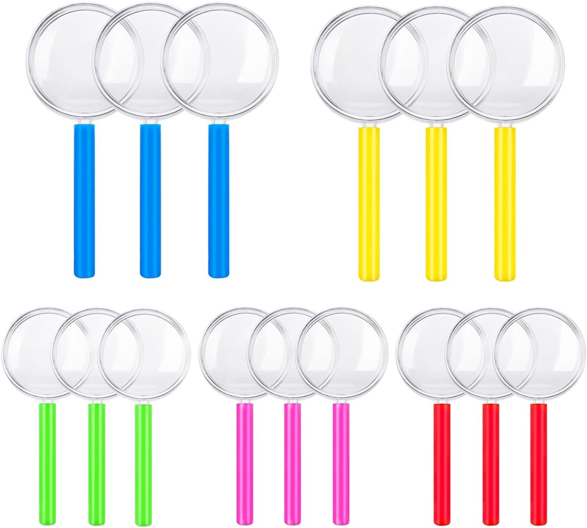 15 stuks vergrootglazen voor kinderen, mini vergrootglas voor kinderfeestjes, detective vergrootglas voor kinderen, handvergrootglas voor kinderen, mini plastic handvergrootglas voor kinderen