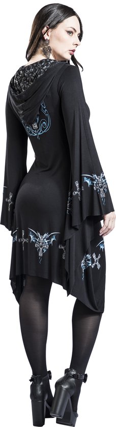 Robe gothique Zwart avec ourlet en kanten et fermeture à lacets pour femme - S